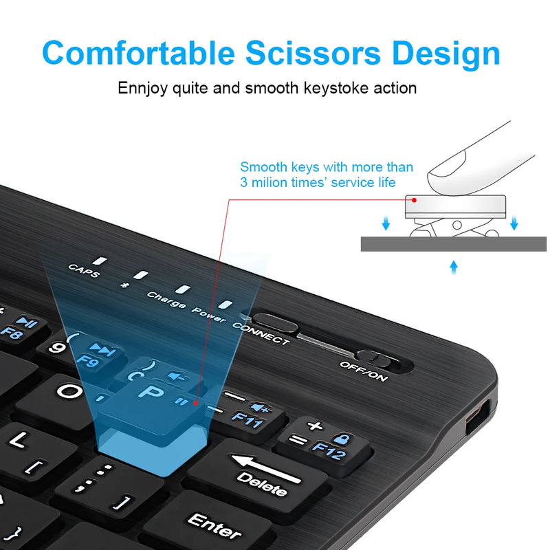 Teclado sem fio Bluetooth Mini para Android, iOS, Windows