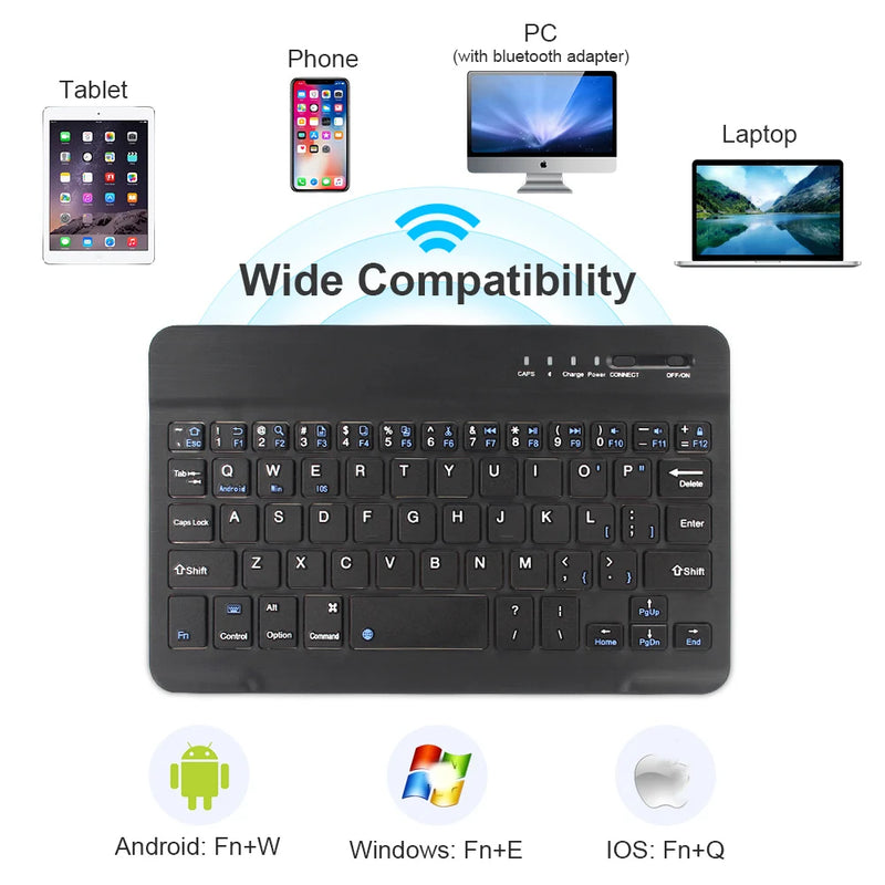 Teclado sem fio Bluetooth Mini para Android, iOS, Windows